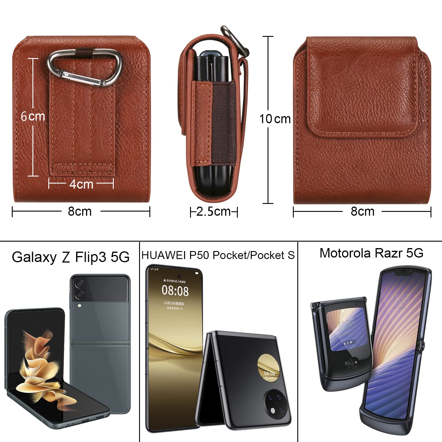 ANPNELEC Porta Cellulare Da Cintura, Semplicità Portatelefono Cinta Custodia da Cintura in Pelle Artificiale per Samsung Galaxy Z Flip 5 / Flip 4 / Huawei P50 Pocket/OPPO Find N2flip - Nero