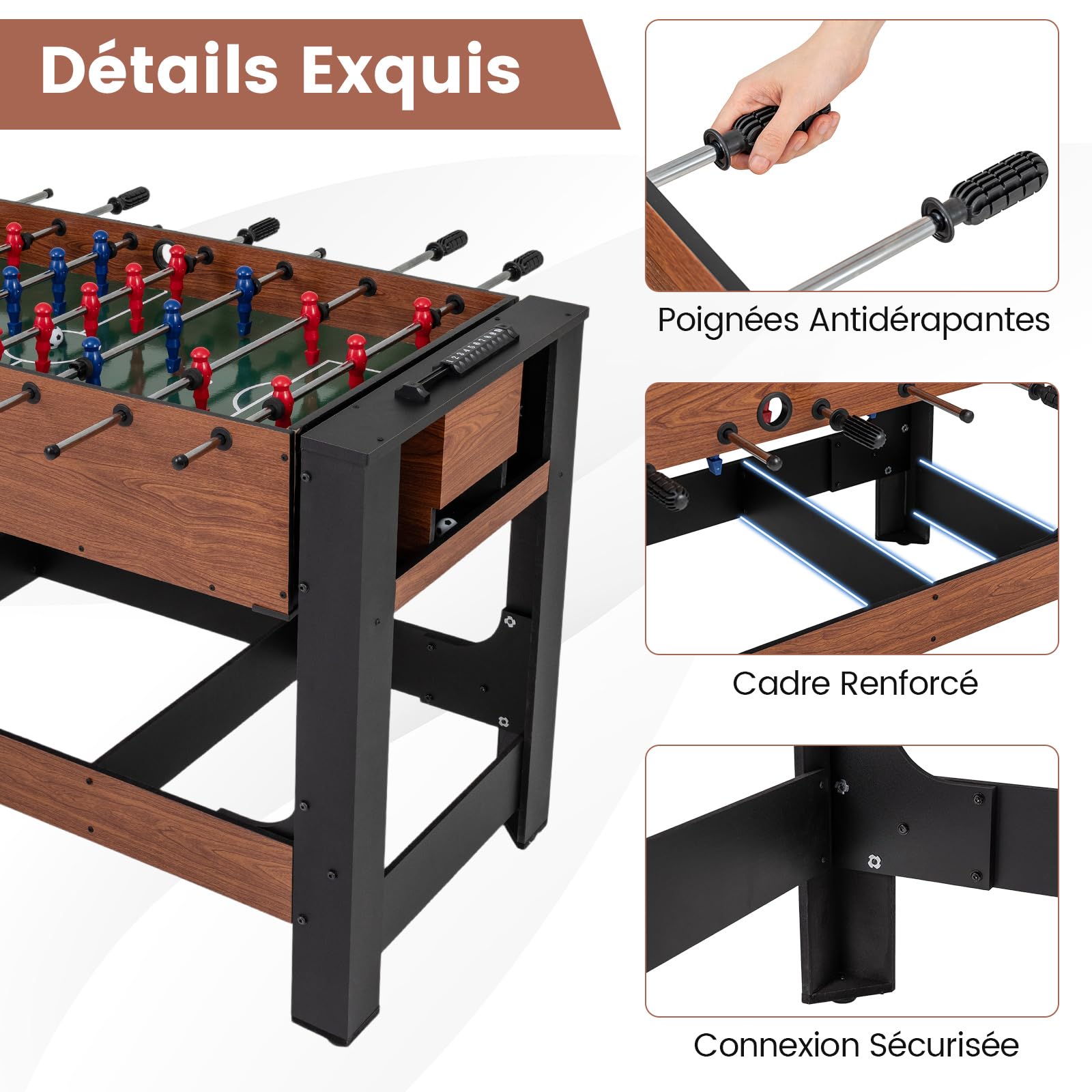 DREAMADE Table de Jeu Pivotante, Baby-Foot & Billard 2 en 1, Table d'Arcade Rotative avec Cadre en Métal, Pack d'Accessoires de Jeu pour Salle de Jeux à Domicile, sous-Sol, Adolescents & Adultes