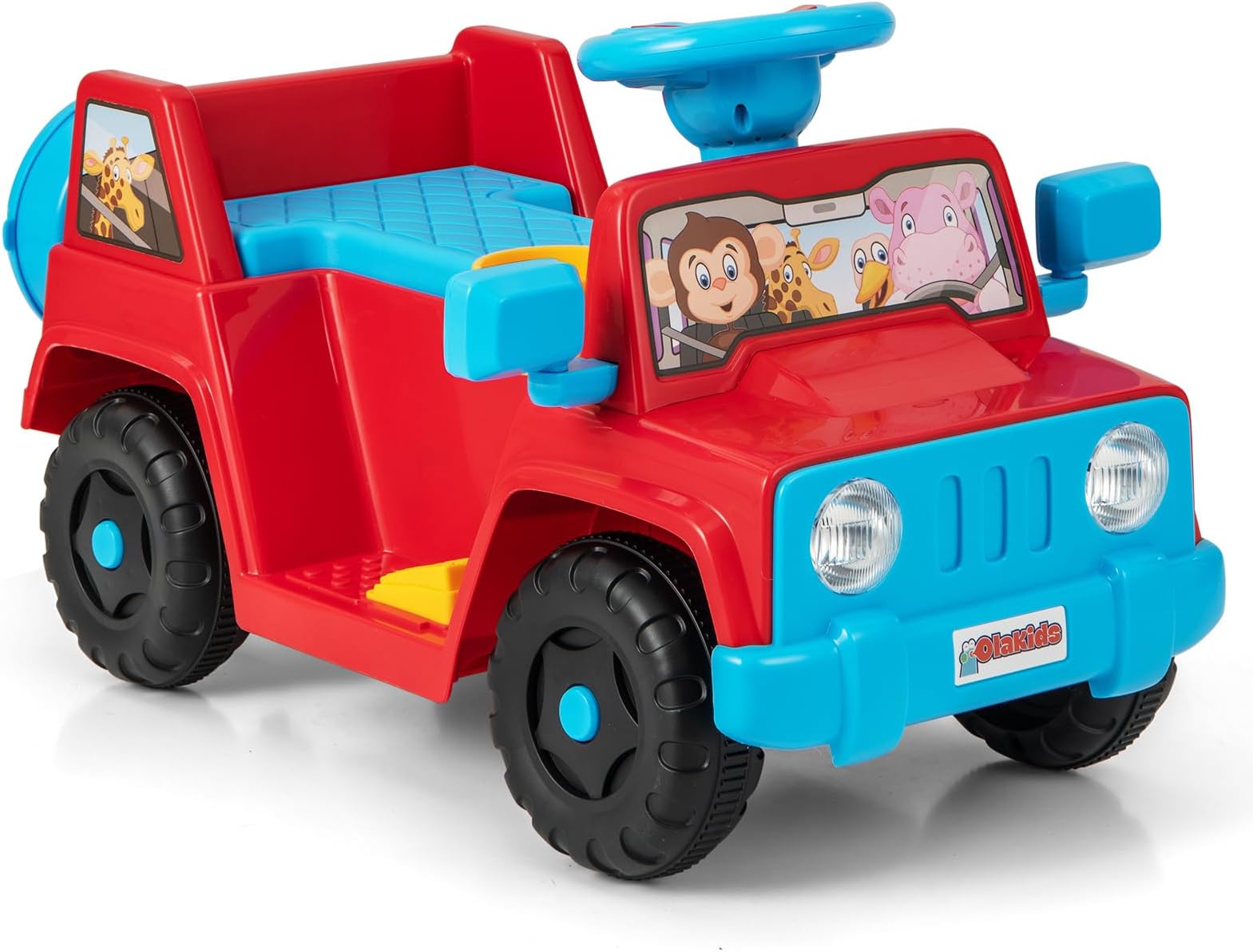 OLAKIDS Ride on Car for Toddlers, 6V Kids Jeep Electric Vehicle with Storage Tire, Horn, Charger, Battery Powered Motorized Quad Riding Toys for 18+ Months Boys Girls (Red)
