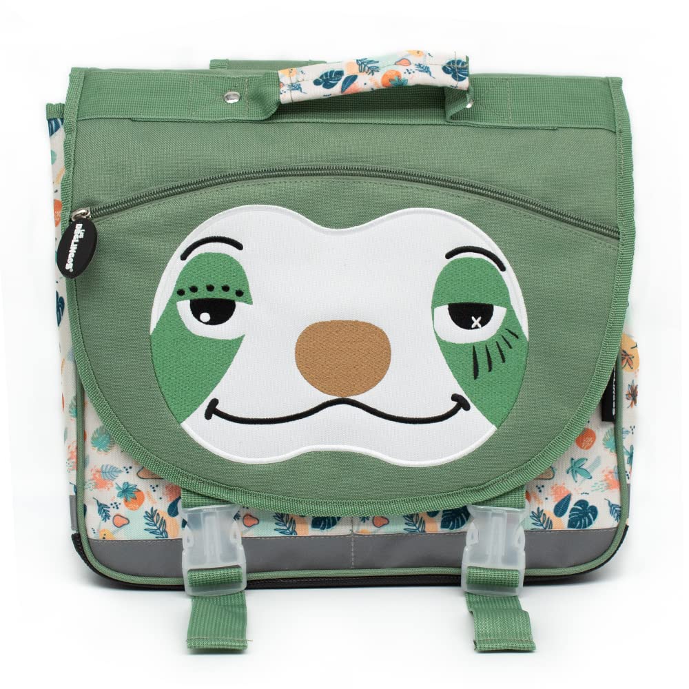 Les Deglingos School Bag 35 cm Chillos the Sloth Green - Primary School - 35 cm, Green, 35 x 29 x 13,5 cm, Kids Backpack