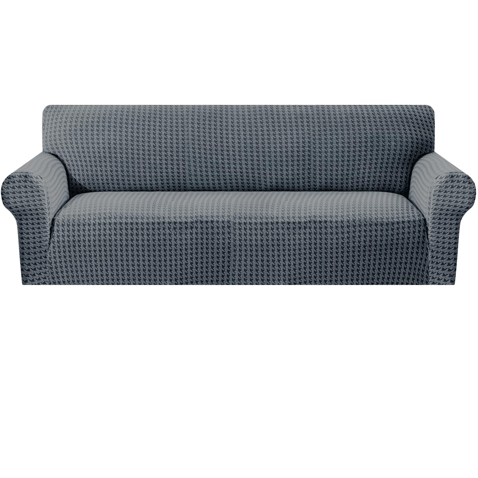 MAXIJIN Stretch 4 Seater Couch Cover Sofa Covers (91"-110" Extra Large Sofa Slipcovers with Non-Slip Foam & Elastic Strap, Dog Cat Pet Friendly Furniture Protector (Dark Grey, 4 Seater)