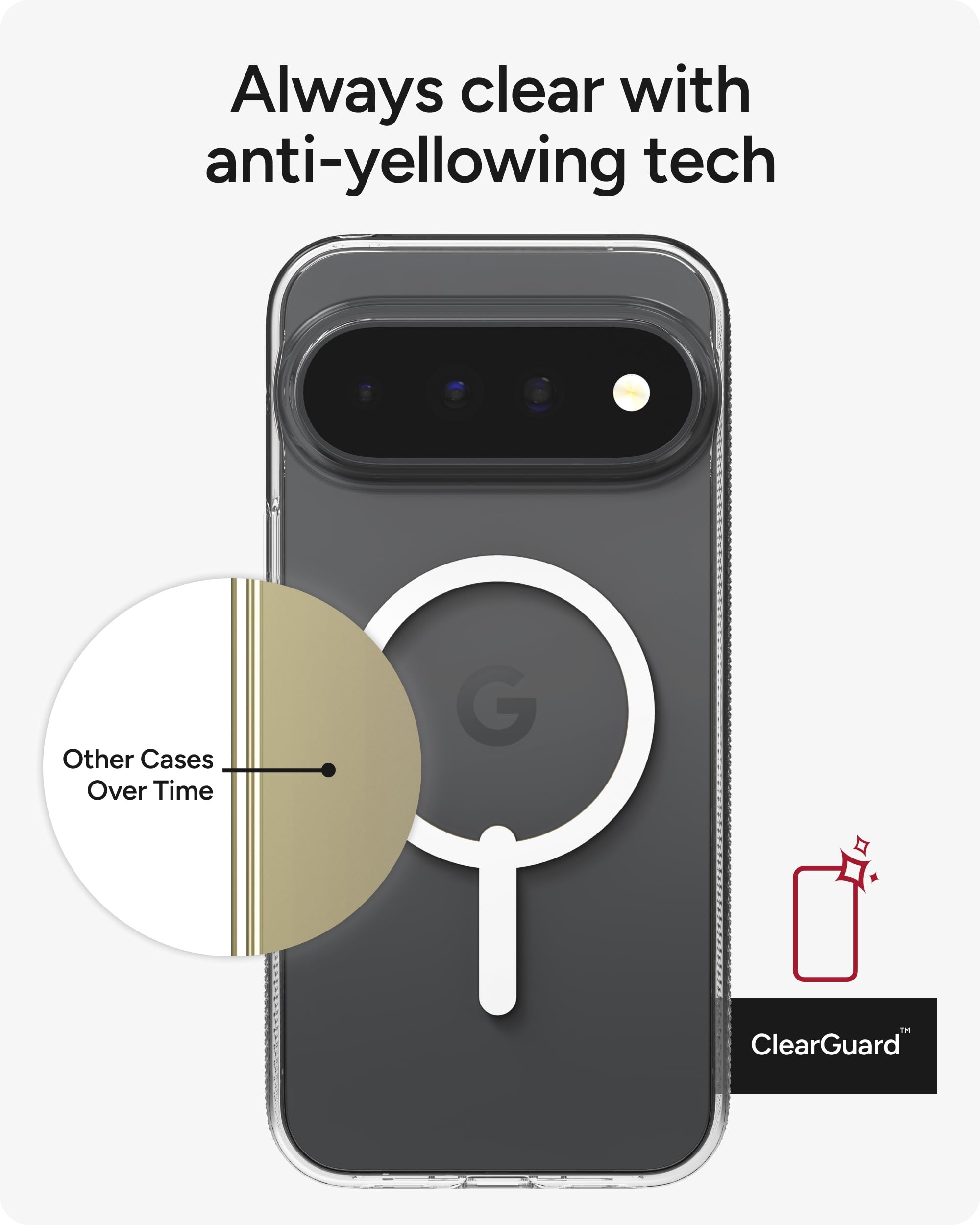 ZAGG Crystal Palace Snap Custodia Google Pixel 11 Pro XL, trasparente | Protezione contro le cadute di grado militare da 4 m, cover magnetica trasparente, rinforzata con grafite, anti-ingiallimento