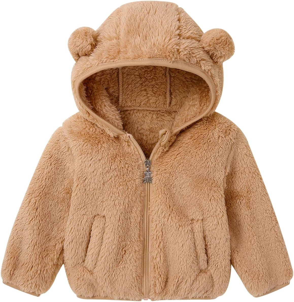 Baby Toddler Boys Girls Fleece Jacket with Hood Zip Up Cute Bear Coats for Infant Boys Girls Fuzzy Jacket with Ear 1-5T