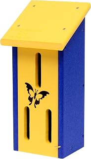 AmishToyBox Butterfly House, Eco-Friendly Poly Lumber (Yellow/Blue), Amish-Made
