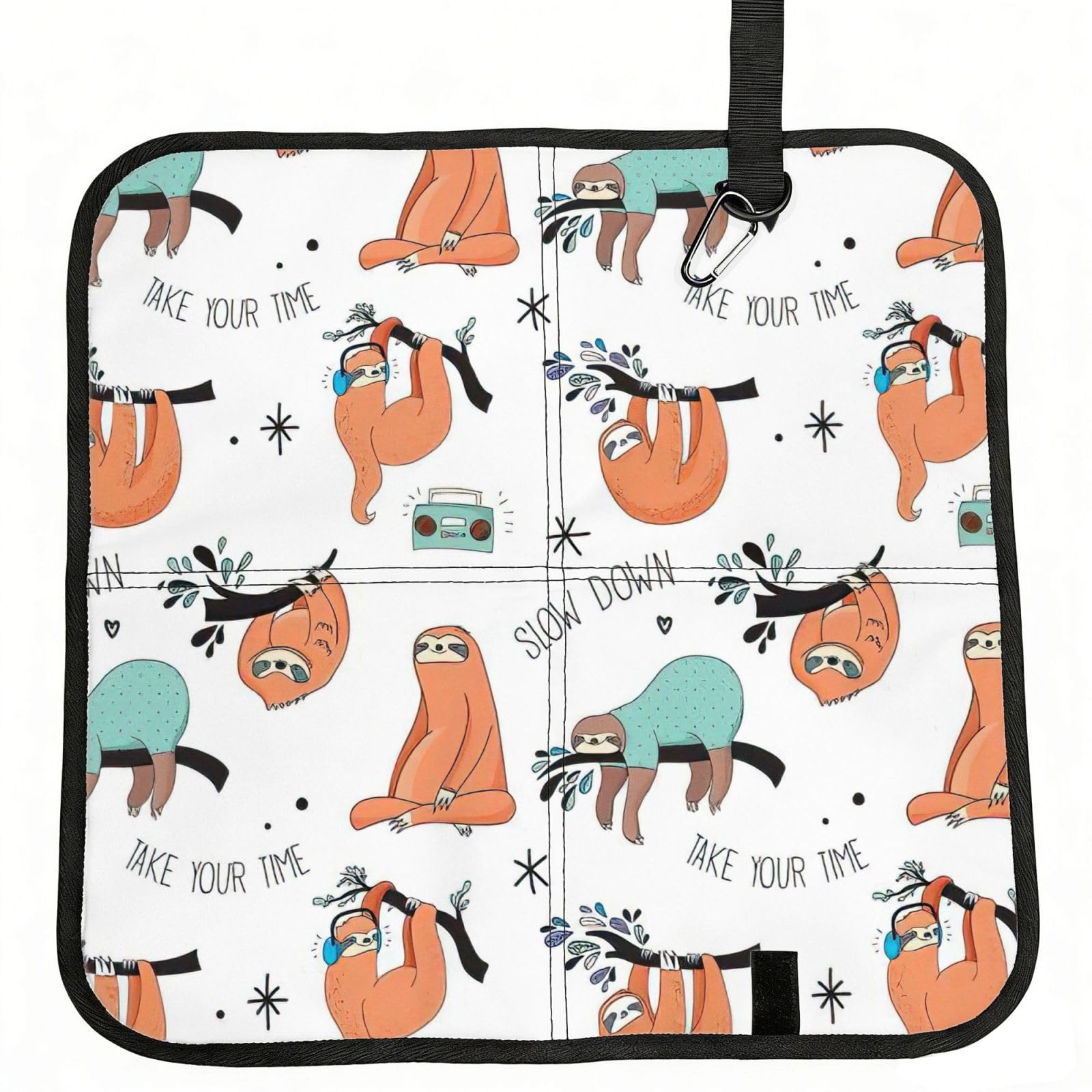 bghdfa Funny Cute Animal Sloth Music Print Outdoor Sitting Mat Waterproof Oxford Cloth Seat Cushion Folding Foam Camping Seat For Picnic