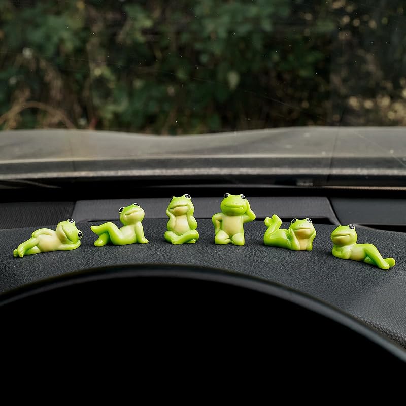 Enfeites de painel automotivo Rislobx Yoga Frog em resina – Kit com 6 unidades