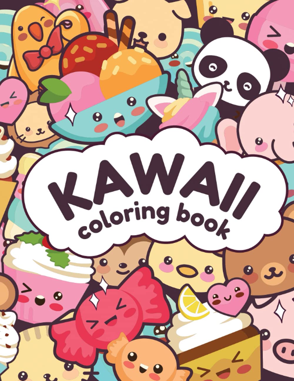 Coloring Book: Super Cute Kawaii Animals Coloring Book for Kids, Activity Book for Kids of All Ages, 8.5 x 11 in