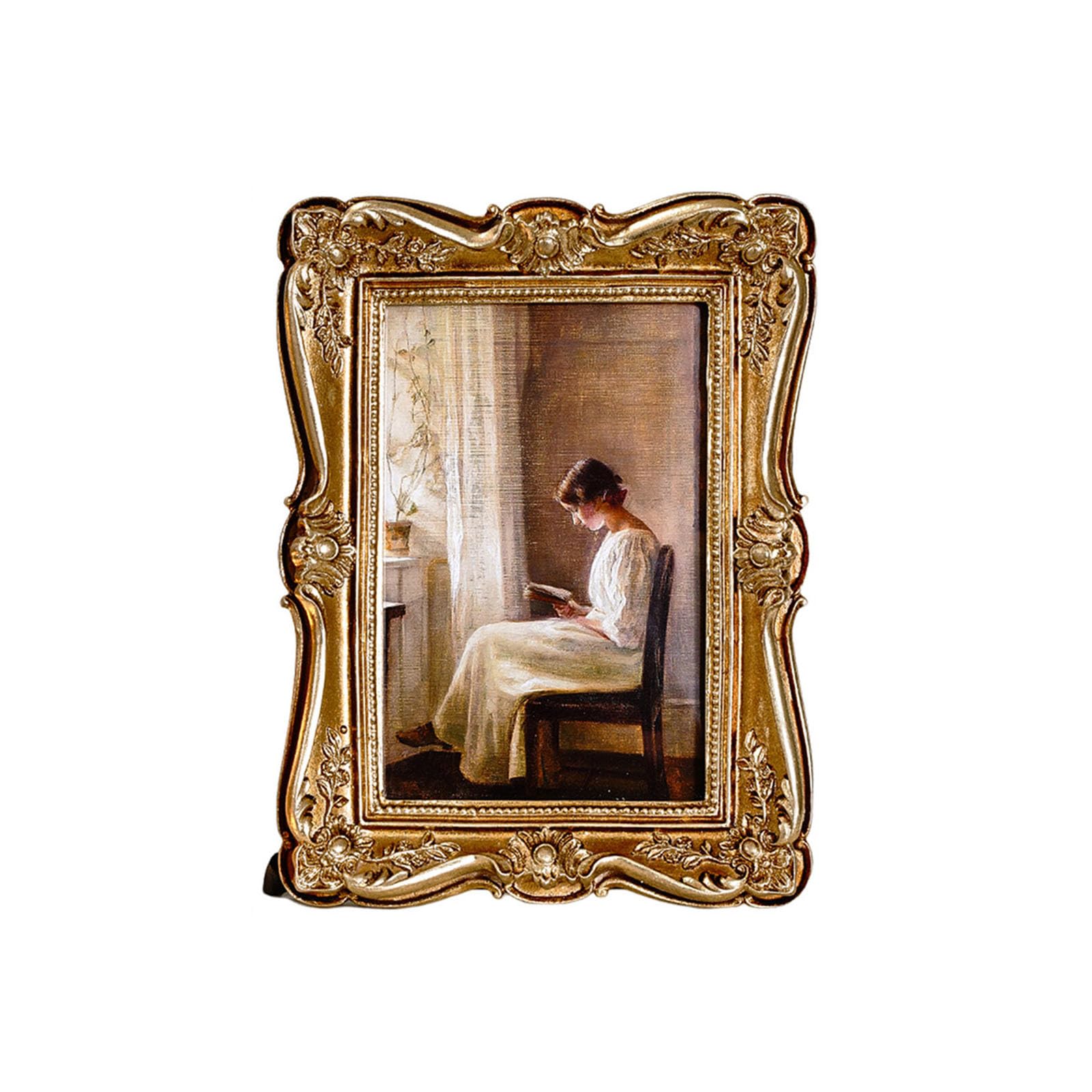 Elnwnnkc Antique Ornate Square Photo Frame for Tabletop Wall Display, Retro Picture Frame, Decorative Photo Home Decors Antique Ornate