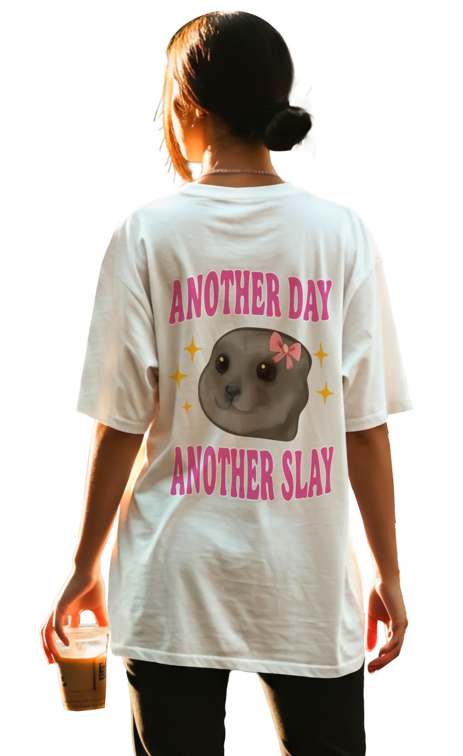 Dagcros Another Day, Another Slay" Simpatica maglietta con meme di sigillo - Maglietta grafica divertente e feroce per ragazze e adolescenti - Camicia per amanti degli animali impertinenti
