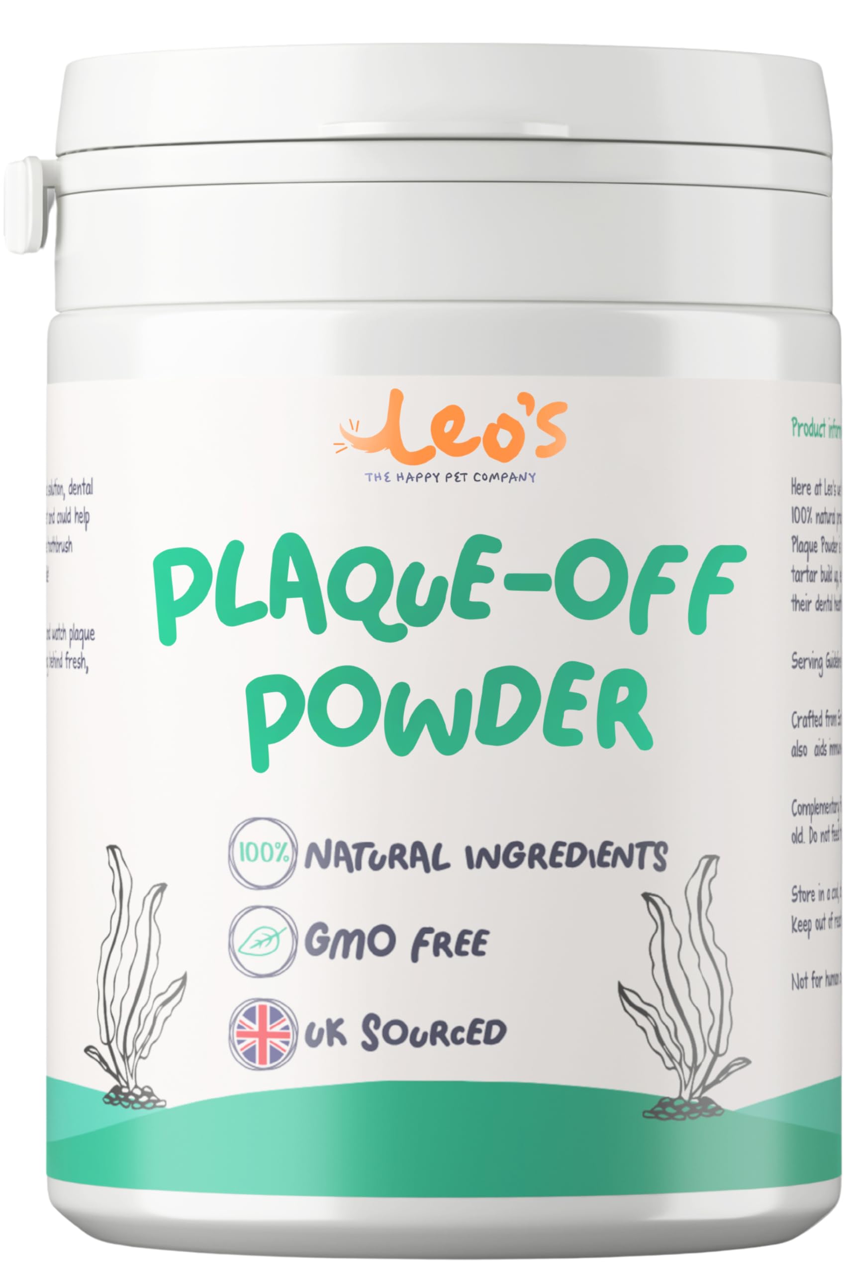Leo's Plaque Off Powder for Dogs & Cats | 200g | Pet Teeth Cleaning | Cat & Dog Breath Freshener Food Topper | 100% Natural | No Dog Toothbrush or Dog Toothpaste | Plaque Remover for Dogs & Cats