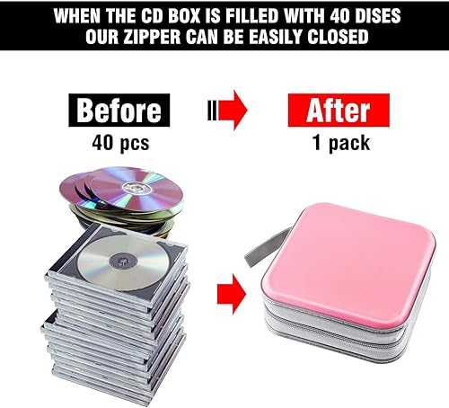 Miniatura 10 de Funda para CD, soporte para cartera de DVD, funda para CD/DVD, 40 discos, bolsa resistente, carpeta de almacenamiento, álbum (puple)