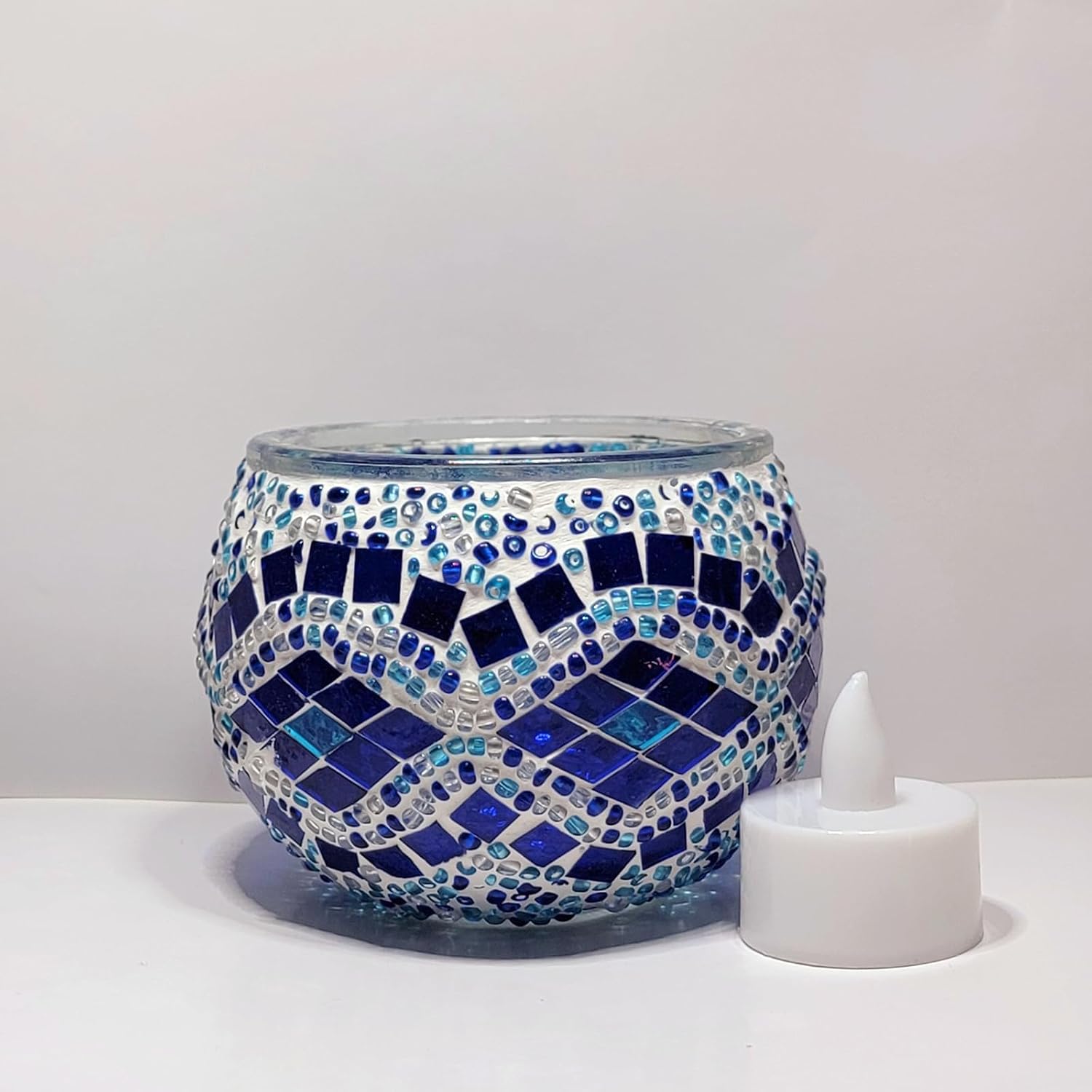 Turkish Mosaic DIY Candle Holder Kit Glass Decorative Tea Light Holder for Living Room & Bedroom | Create Your Own Mosaic Candle Holder | Craft Kit for Adult
