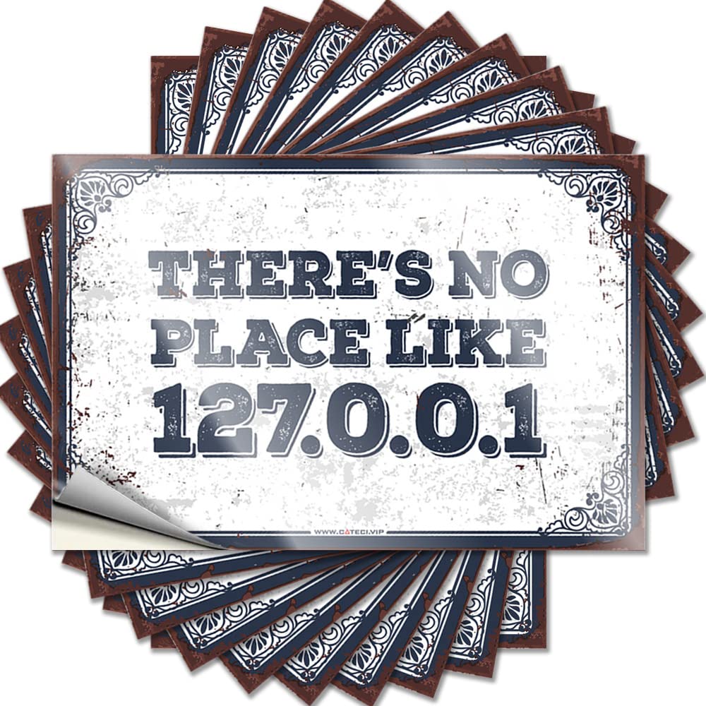 JNBT Sign Home Decor For Man Motorcycle Helmet Door Peel And Stick Sticky Back - There's No Place Like 127.0.0.1 Personalized Wine Signs Bar(8X12CM-5Pcs)