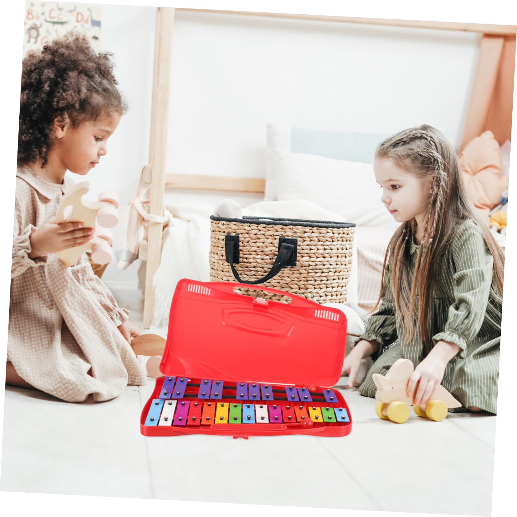 TOYANDONA Xilofono per Bambini 25 Toni, Strumento a Percussione Sicuro e Affidabile Corpo in Plastico e Ferro, per L'apprendimento Precoce e Giochi Educativi