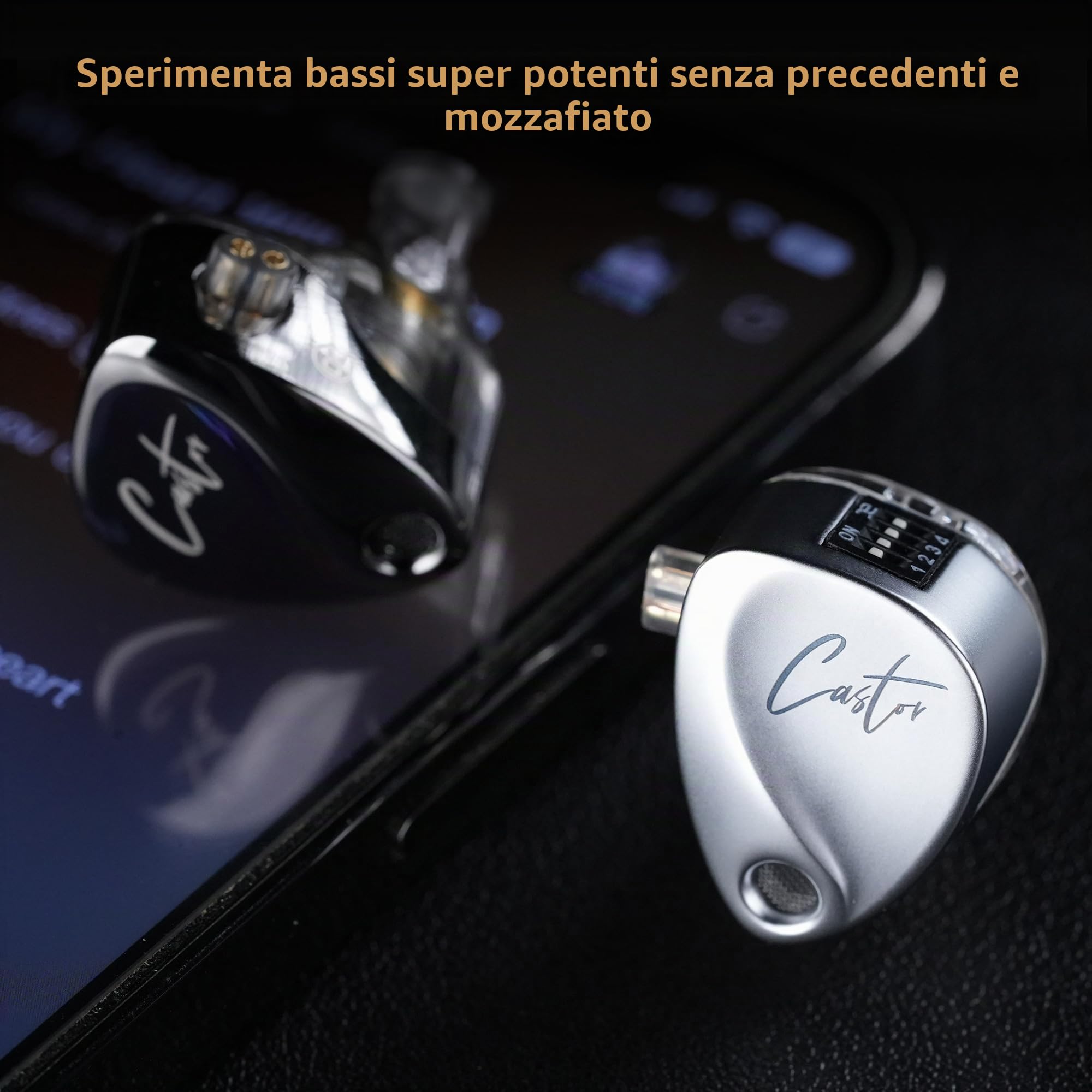 KZ Castor - Cuffie IEM Harman Bass Edition con doppio driver dinamico, suono sintonizzabile, 4 livelli interruttore, isolamento acustico