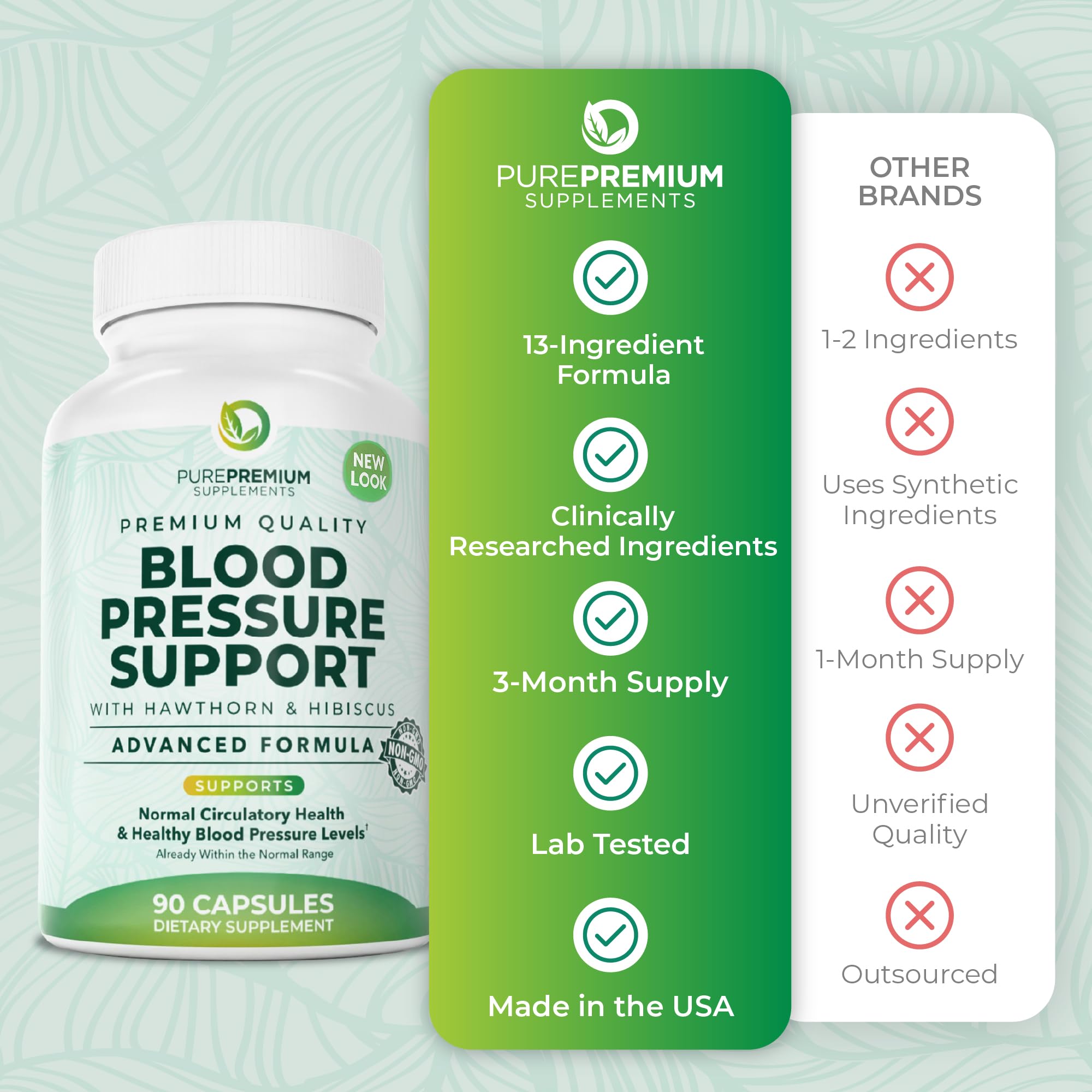 PurePremium Blood Pressure Supplements with Hawthorn Berry, Hibiscus - 90ct — Amazon image 5