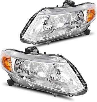 OCPTY Headlight Assembly Pair For Honda Civic 2012-2015