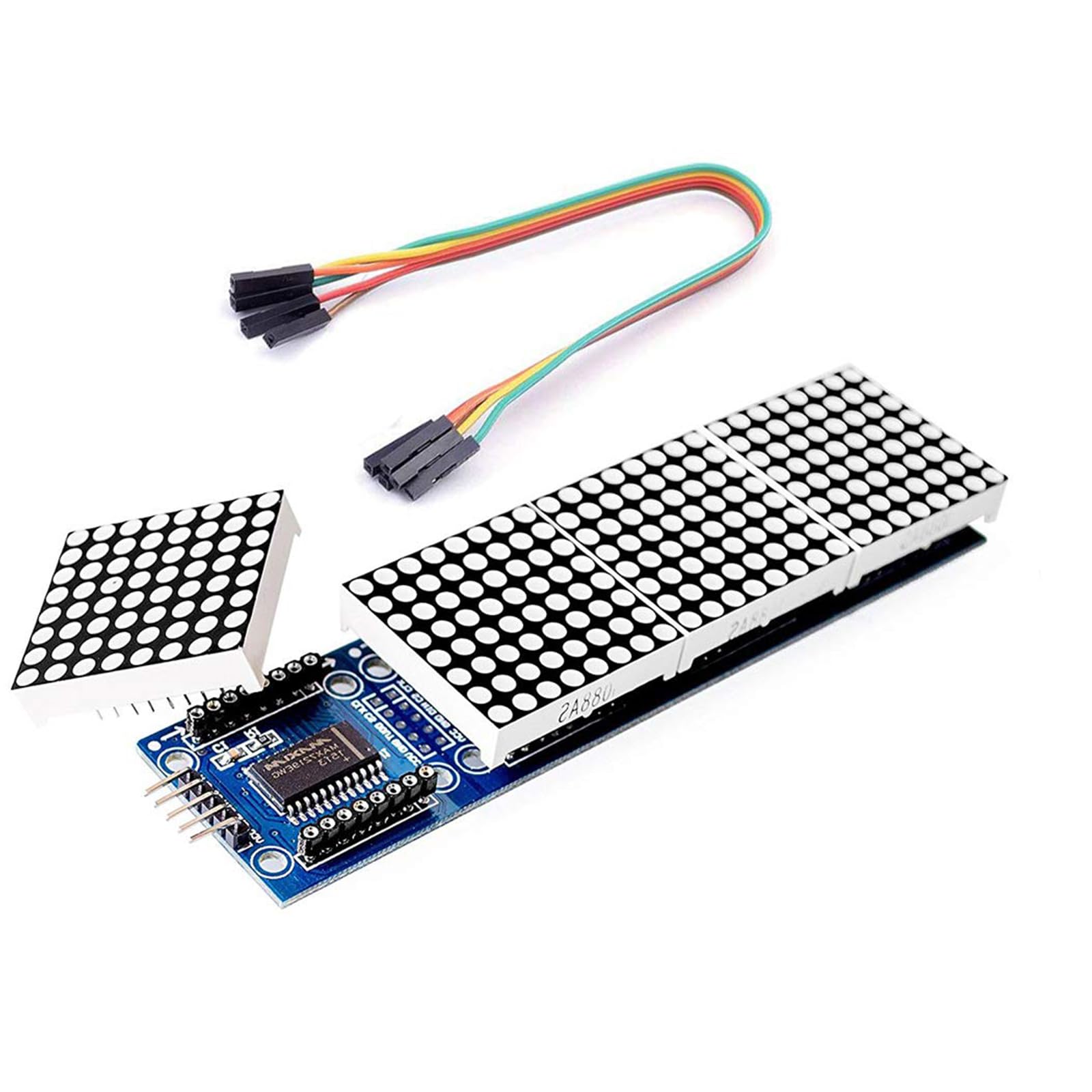 Lot de 2 modules matriciels 4 en 1 MAX7219 - Carte d'affichage LED à 5 broches pour Arduino et microcontrôleur