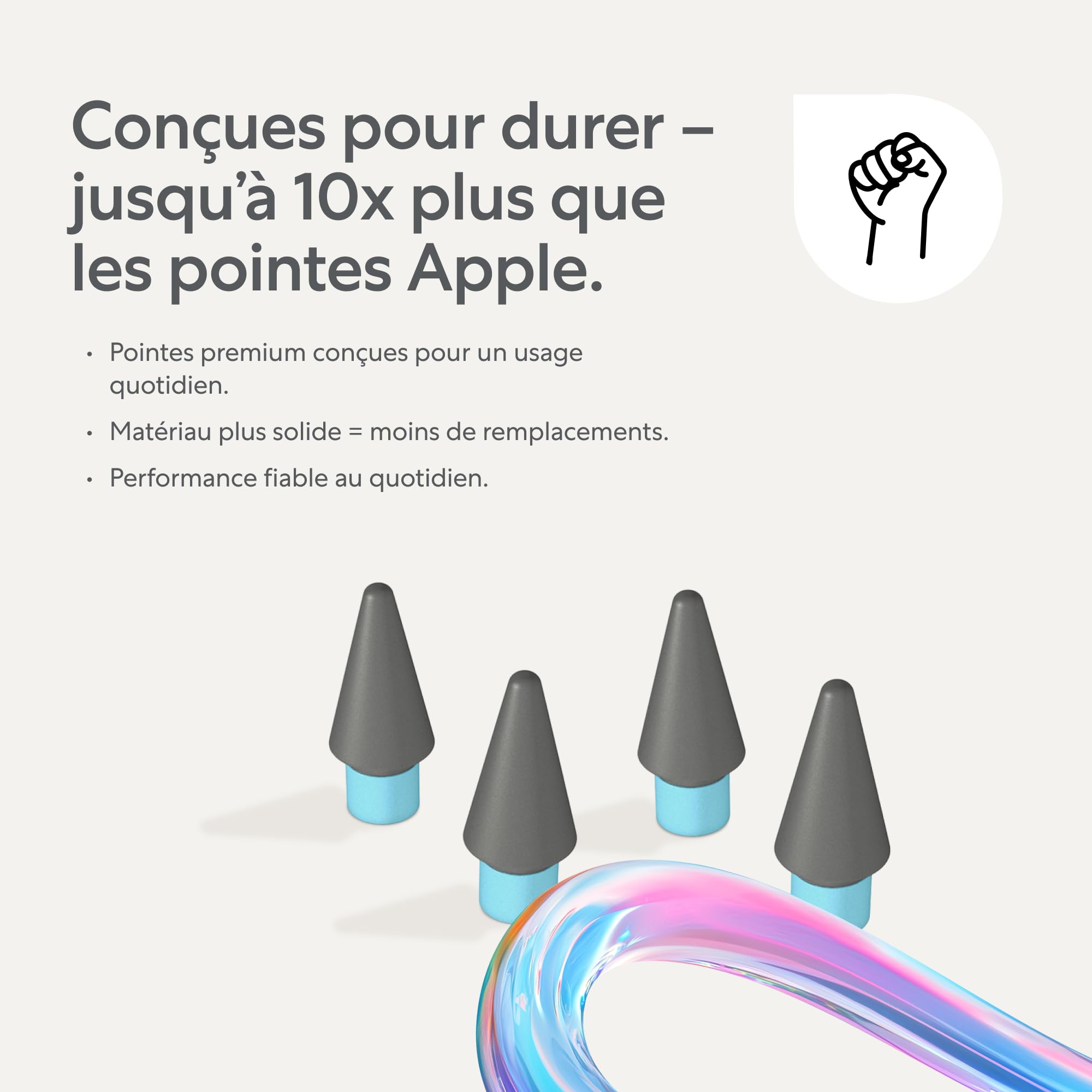 Paperlike® Pencil Tips (x4) pour Apple Pencil 1re/2e gén., USB-C & Pro – 10x Plus durables, avec contrôle Subtil sur la Protection d’écran Effet Papier