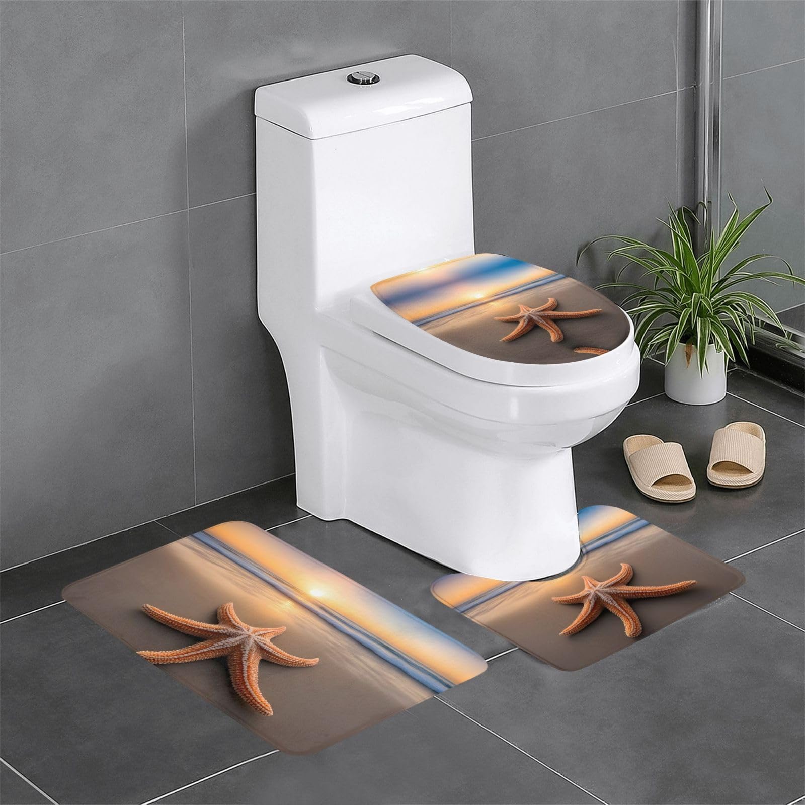 Tapis de salle de bain antidérapant étoiles de mer pour sol sécurisé