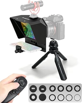 AMBITFUL Mini Teleprompter 7.5 with Desktop Tripod for Smartphone and DSLR