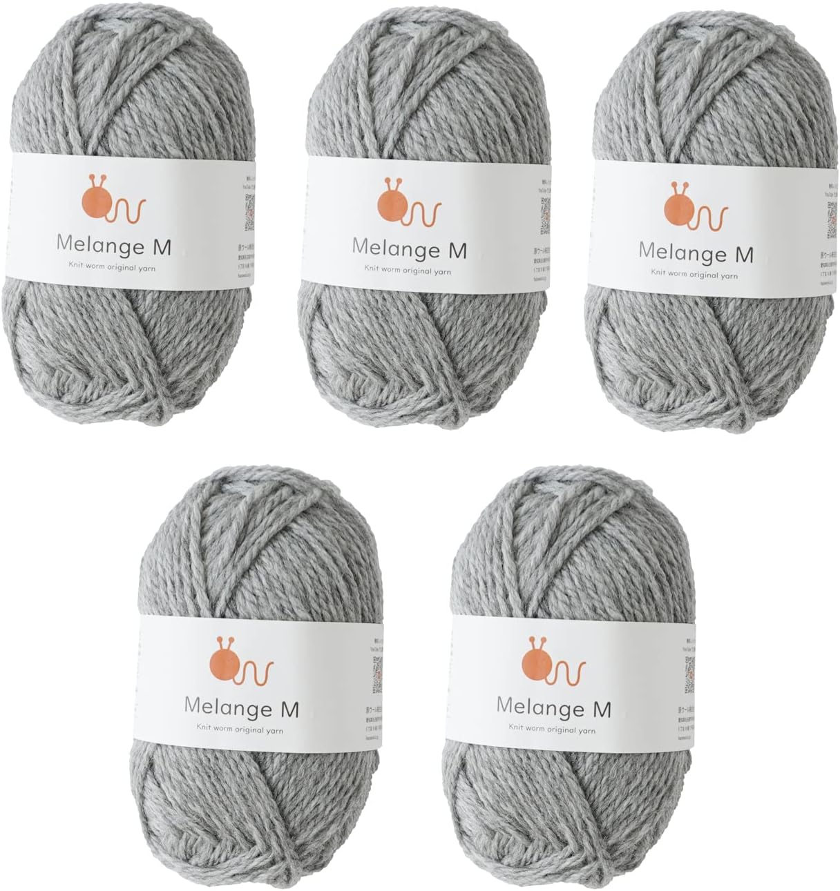 原ウール Knitworm 毛糸 5玉セット メランジ 並太 30g 60m ウール60 アクリル40 3 グレー 最大64 Offクーポン