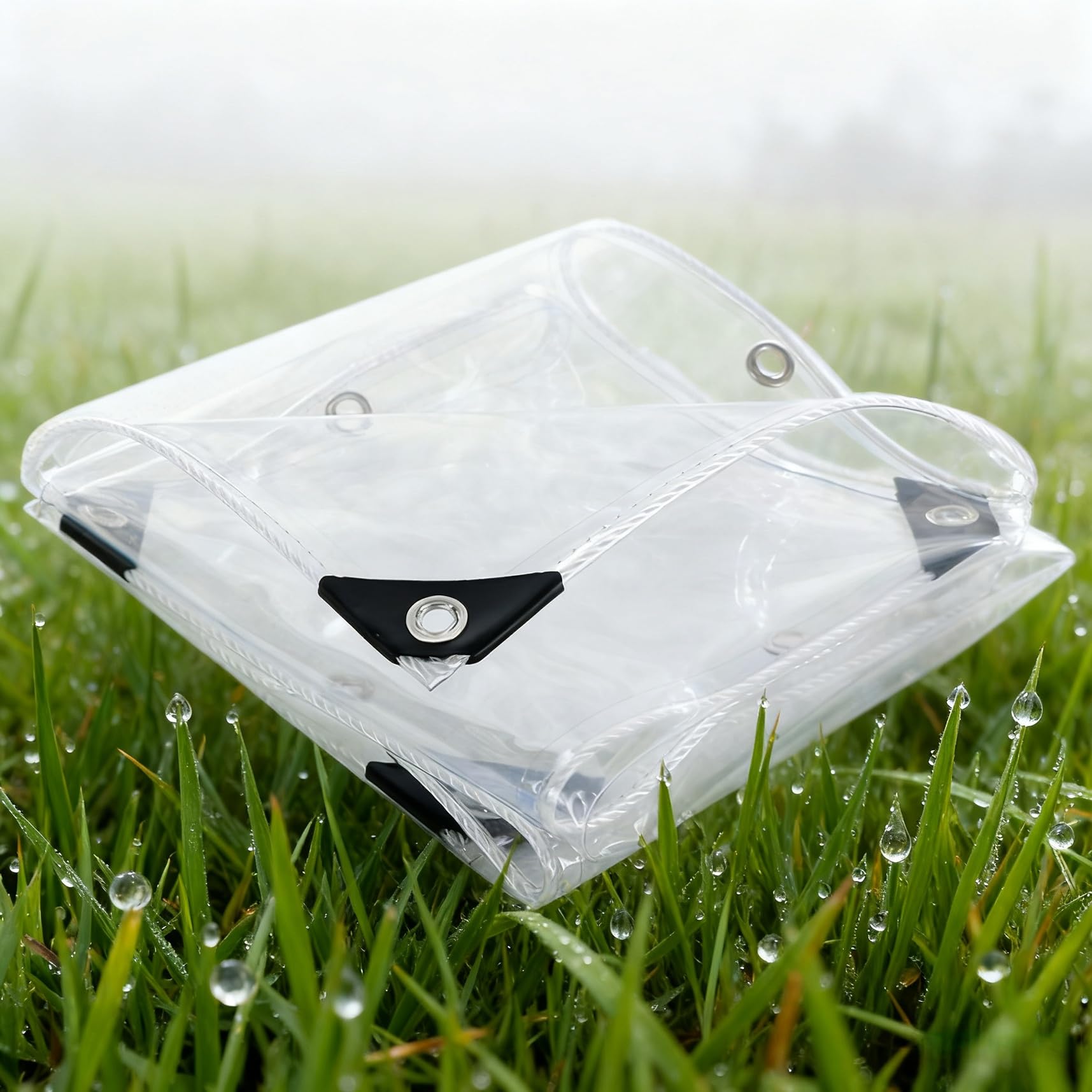 Lona transparente con ojales impermeable 130 x 185 resistente lluvia y desgarro