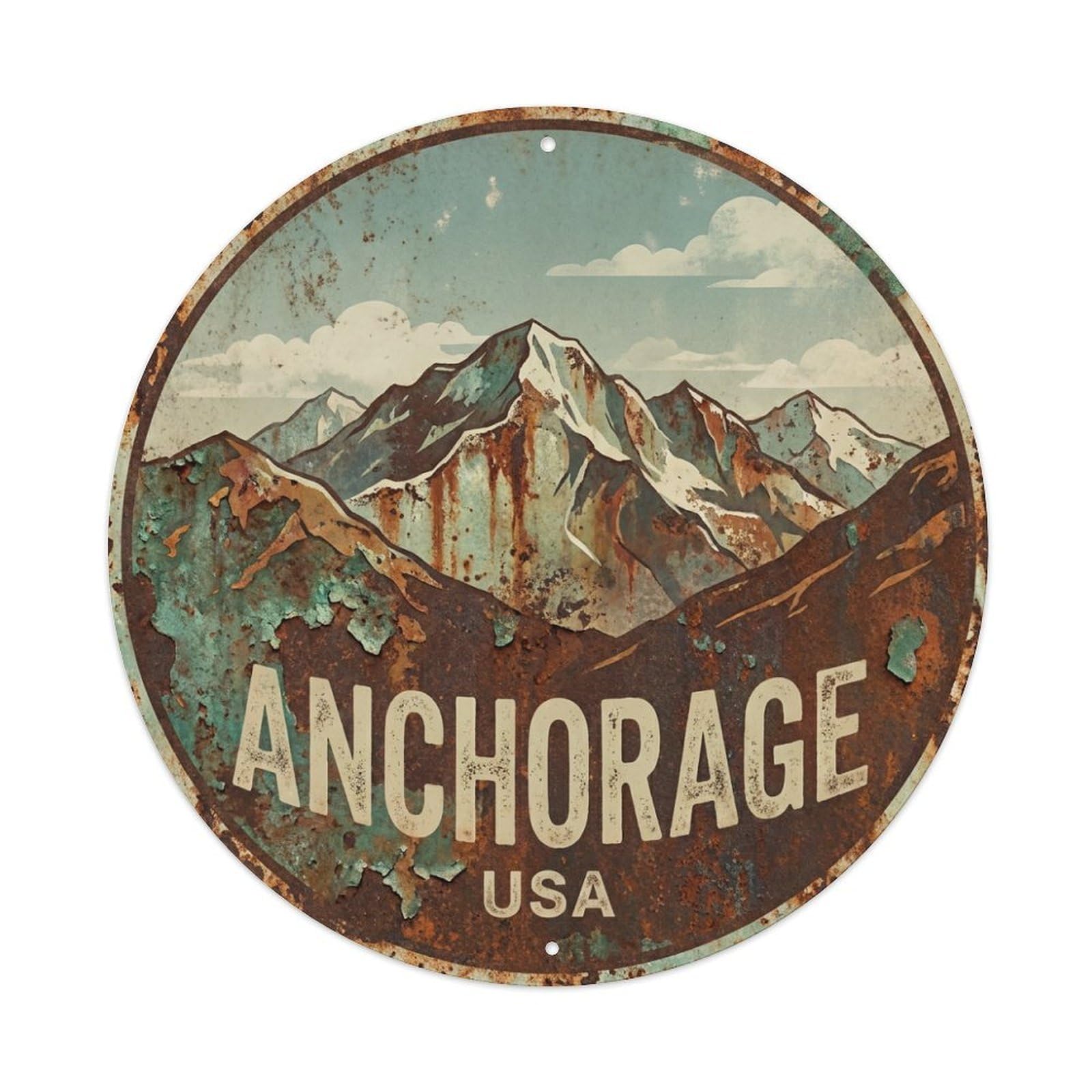Tgrcjimh Style Metal Tin Sign Vintage Travel Usa Anchorage