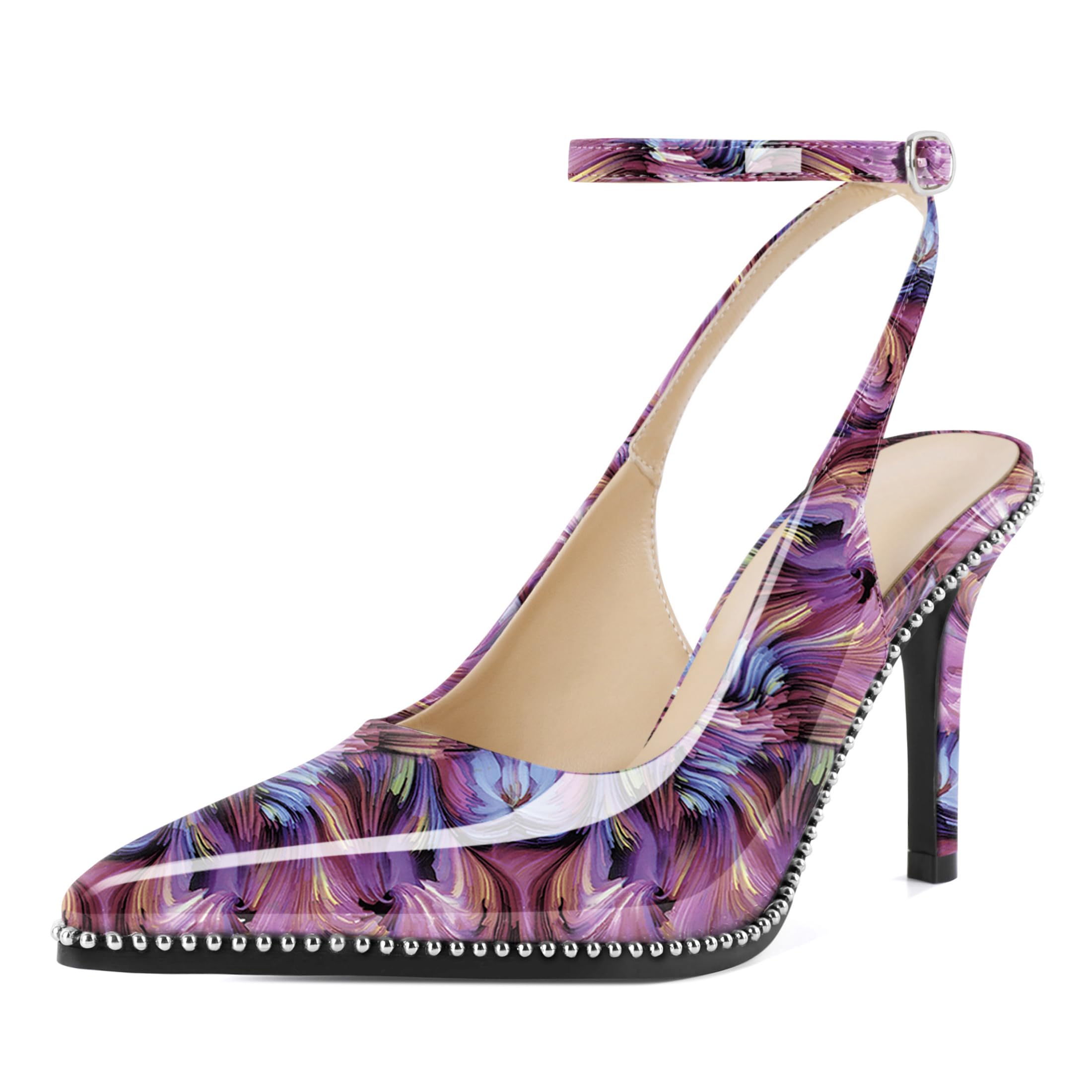 EDEFS Lila High Heels Pumps Damen Slingback Riemchenpumps Sp