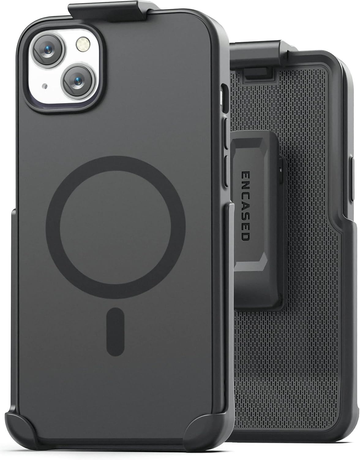Encased SlimShield for iPhone 14 Belt Clip Case with Phone Holster (Compatible with MagSafe) Matte Black (iPhone 14)