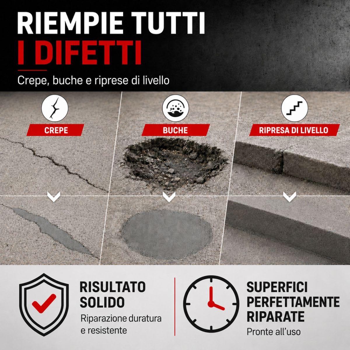 Malta epossidica per calcestruzzo Riparazione di buche, avvallamenti - DURPOX - 5 kg - ARCANE INDUSTRIES