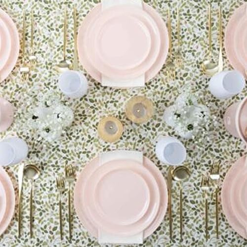 Miniatura 5 de EcoQuality Platos de plástico desechables redondos de 8.6 pulgadas color rosa  Plato de cena desechable grande resistente para bodas, vajillas,