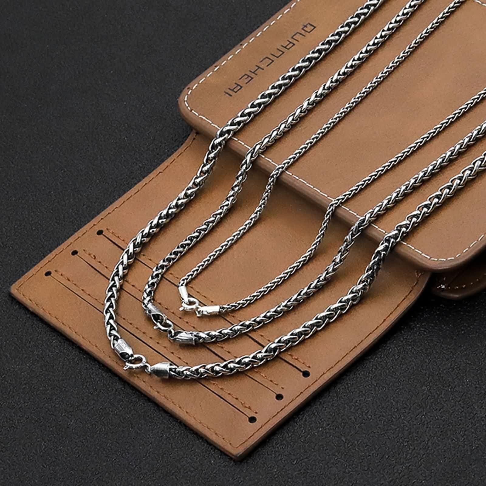 Spiga łańcuszek z siateczki 45-80 cm, srebrny naszyjnik męski 925 szerokość 2-4 mm, biżuteria męska Hip Hop