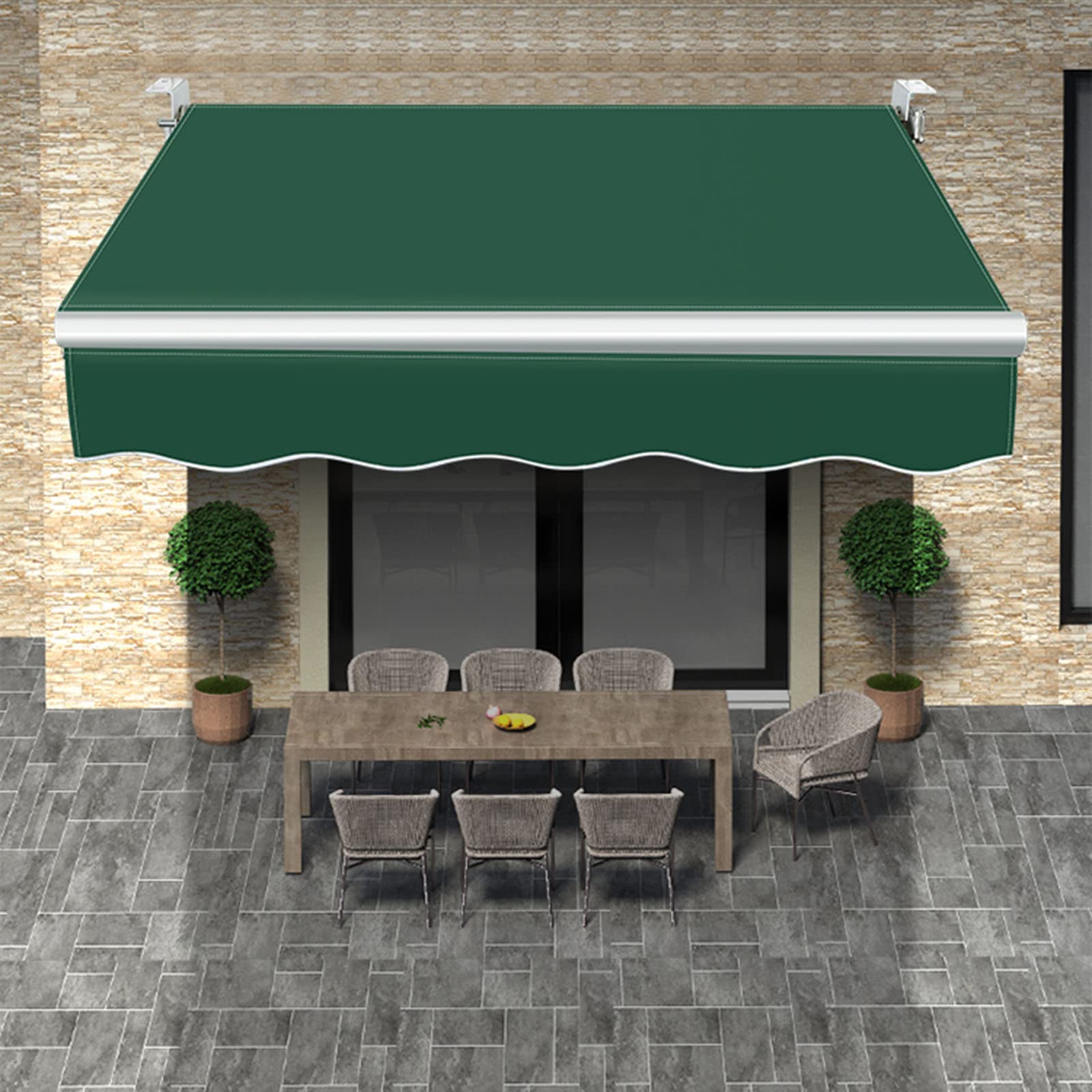 Chowany Markiza Cień Tkanina Części Zamienne- Ogród Słońce Cień Daszek Balkon, Do Na Wolnym Powietrzu Balkon Dekoracje 280g Poliester, Dostosowane(Size:13x6.5ft,Color:Zielony)