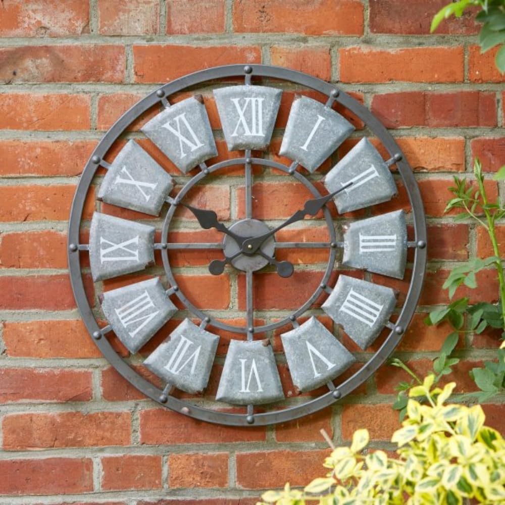 Garden Mile Lincoln 60Cm Roman Numerals Stone Outdoor Clocks For The Garden Waterproof Big Wall Clock For Livingroom Exterior Garden Clock Garden Ornament Large Indoor Outdoor Clock