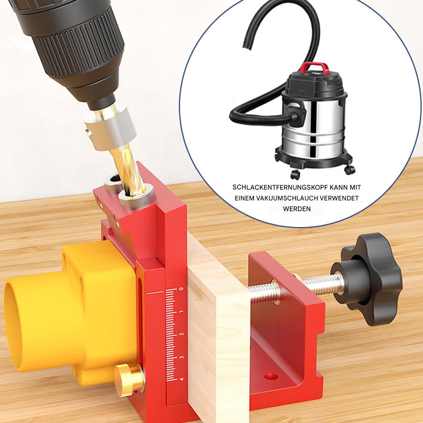 Pocket Hole Jig Kit, regulowany przewodnik po wierceniu drewna z systemem zbierania kurzu, precyzyjna lokalizator do montażu szafek, biurka i mebli, hobby lub projektów