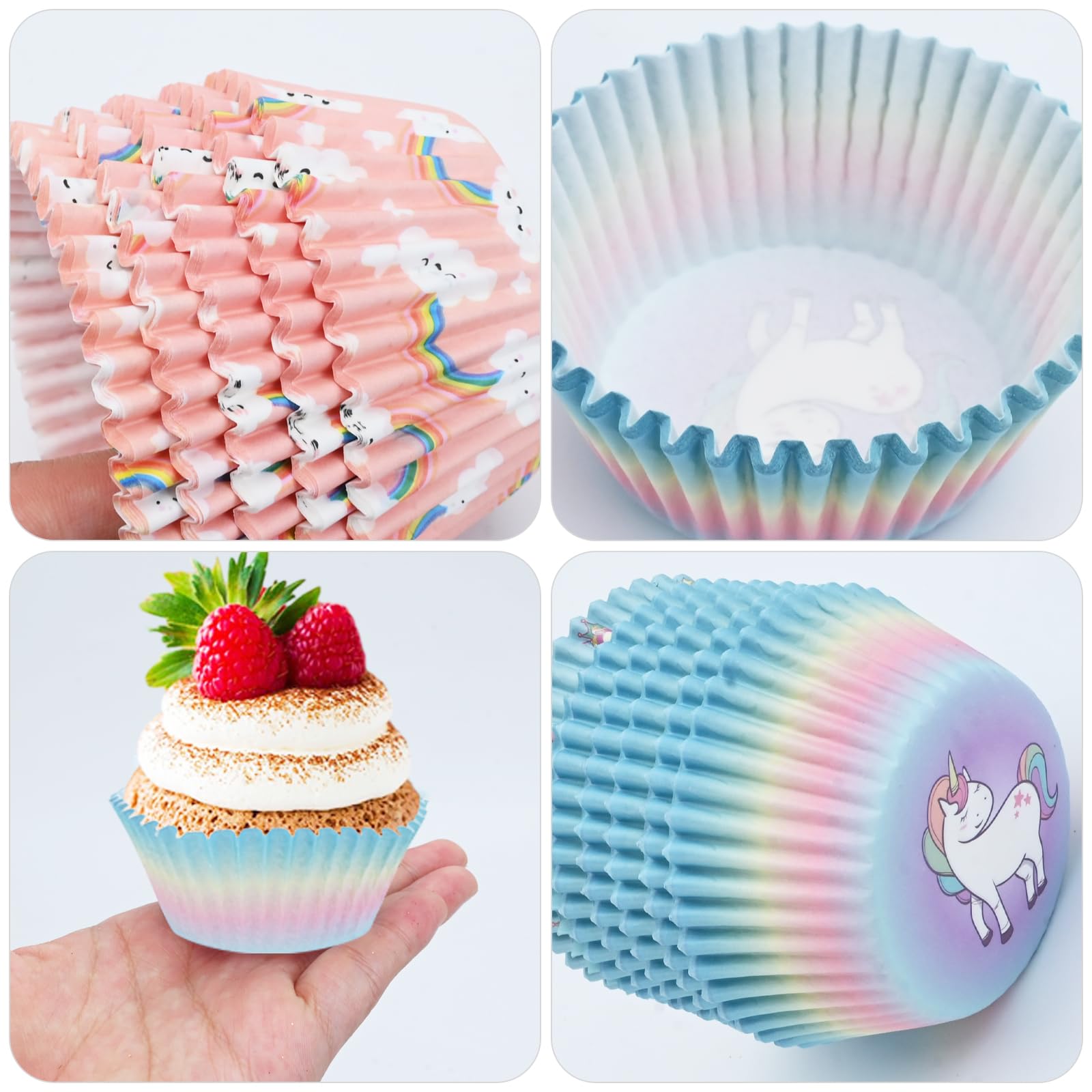 400 Stück Muffinförmchen Regenbogen - Papier Cupcake Backformen - Für Party & Dekoration