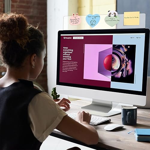 Miniatura 5 de Soporte superior de tablero de notas para monitor, soporte de notas adhesivas para monitor de 18", tableros adhesivos, tablero de mensajes para