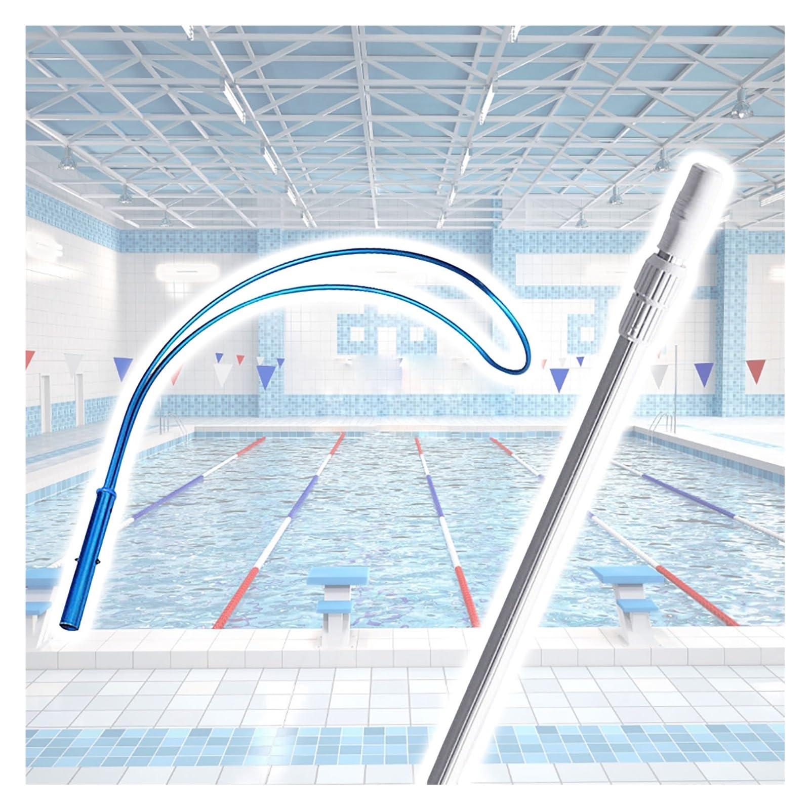 Pértiga de rescate para piscina Barra Telescópica De Seguridad Para Piscinas De 3/5/7 M, Barra De Rescate Acuático Ligera Uso Comercial, Equipo De Seguridad Acuático Extensible(23 ft extension pole)