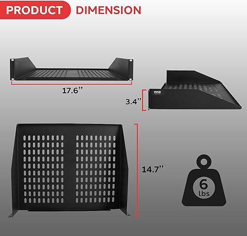 Miniatura 2 de Pyle Servidor 2U de 19 pulgadas, estantes ventilados para buena circulación de aire, voladizo, estante de pared, dispositivo universal, estante de