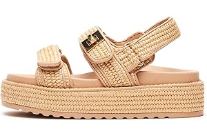 DOEYG Rattan Platform Sandals for Women