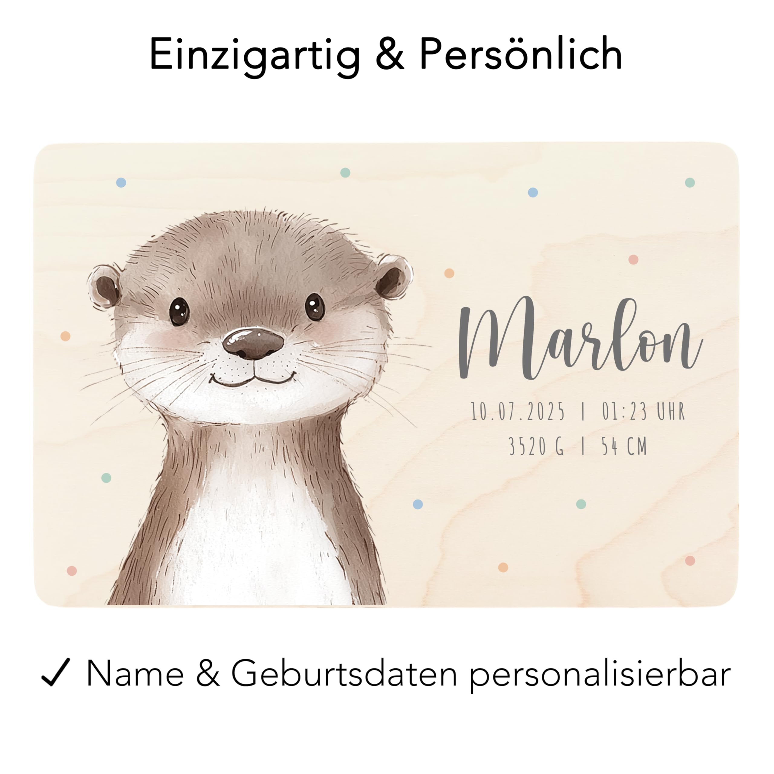 Erinnerungsbox Baby Otter personalisierte Holzkiste Erinnerungsbox Erinnerungskiste Geschenk Geburt Geburtsgeschenk Holzbox 30x20x13 cm