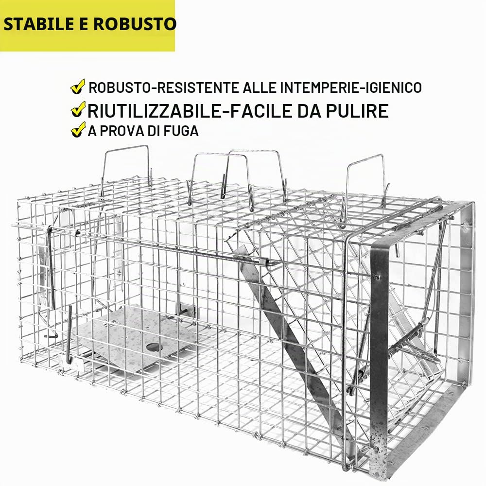 Petigi Gabbia Trappola per Animali Talpa Ratto Mouse Topo Nutria 80 x 34 x 34 cm