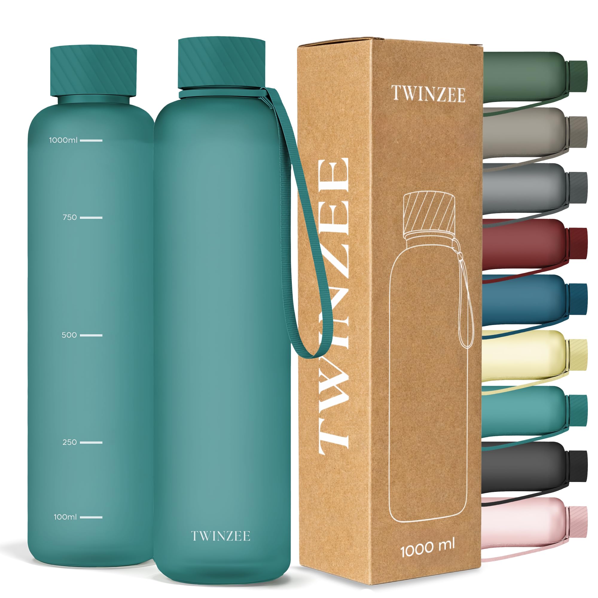 Twinzee Botella Agua 1,5 litro - Sin BPA & Antigoteo, Botella de Agua Deportiva, Oficina, Colegio, Gym, Cantimplora - Tritan Water Bottle, Verde Bosque — view 26