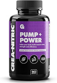 Gains in Bulk Crea-Nitric, Creatine Nitrate Pre Workout Supplement, Nitric Oxide Support, Gluten Free, Promotes Muscle Strength, Pump and Non-Stim Energy, Supplements for Men and Women, 90 Capsules - Produto 9 mais recomendado com 4.2 estrelas