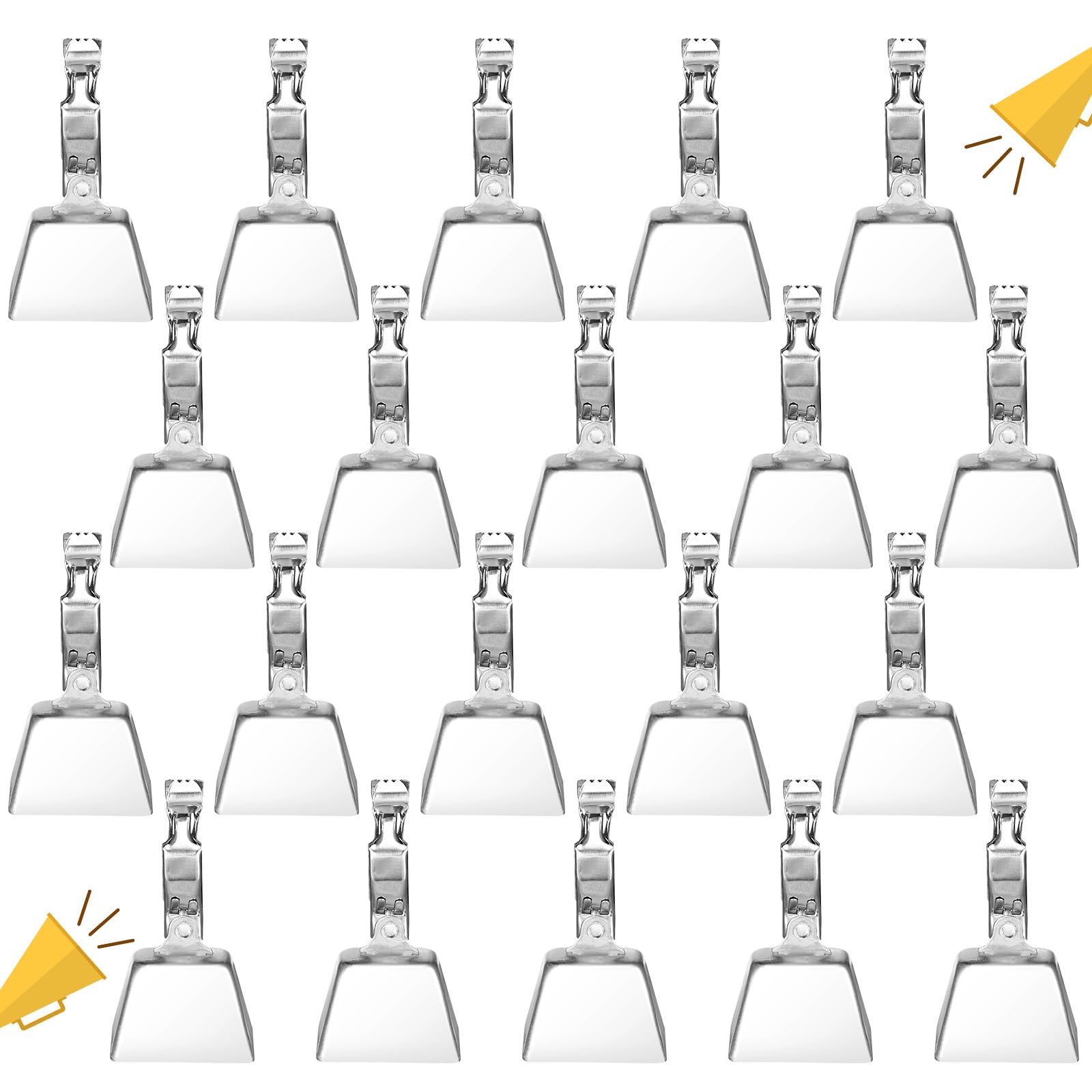 Soulchen 20 Pcs Fishing Bells Fishing Pole Catfish Bells Alert with Clamp Clip on Poles Catfishing Equipment Angling Rings Ice Accessories for Angling