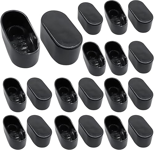 Bivethoi 20 protectores ovalados para patas de muebles de 2 x 1.1 pulgadas, almohadillas de goma negras para patas de silla, tapas de patas negras