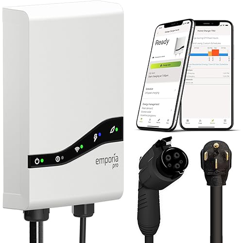 EMPORIA Pro Level 2 EV Charger with PowerSmart - 40 amp Fast EV Charger for Home with NEMA 14-50 and J1772 Connector - 240v Electric Vehicle Charging Station and 25' EV Charging Cable