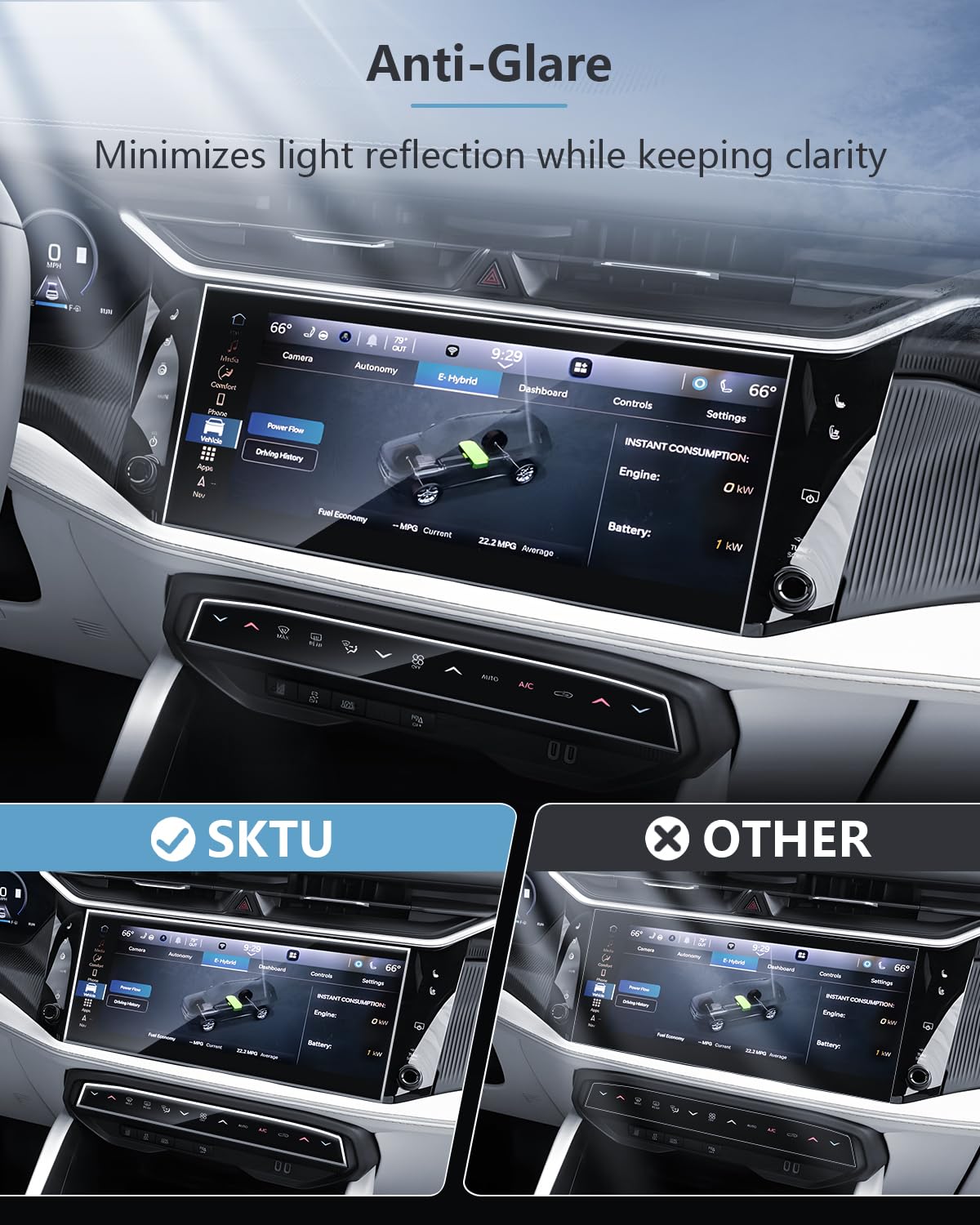 SKTU 4PCS for 2026 Jeep Cherokee Screen Protector for 2026+ Jeep Cherokee (Base/Laredo/Limited/Overland) 12.3-Inch Navigation & Air Conditioning Screen [Ultra HD, Anti-Glare&Scratch] 2026 Cherokee - 4