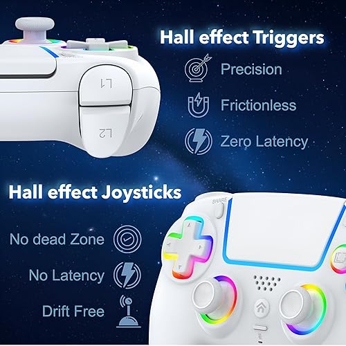 Miniatura 4 de AureoPlay Wireless Controller Compatible with PS5/PS5 Slim/PS5 Pro/PC – RGB Gamepad with Hall Effect Joysticks, Dual Vibration, Six-Axis Motion